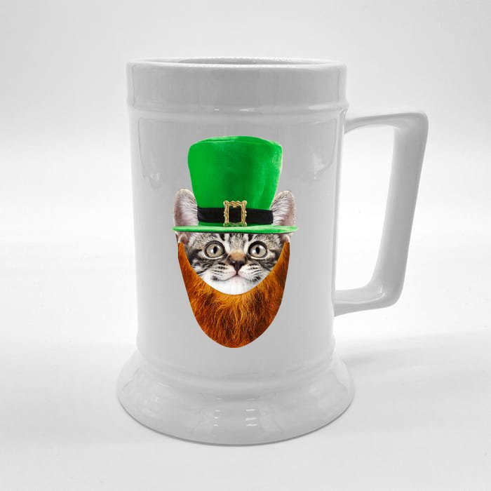 Happy St Catrick's Day Funny Cat Ginger Beard St Patrick's Day Front & Back Beer Stein