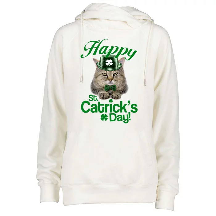 Happy St Catrick's Day Irish Cat Womens Funnel Neck Pullover Hood