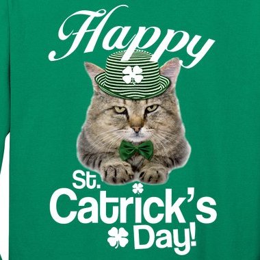 Happy St Catrick's Day Irish Cat Long Sleeve Shirt