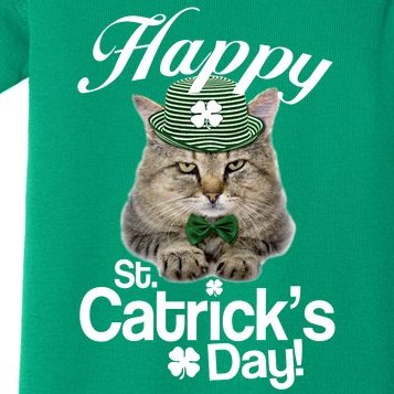 Happy St Catrick's Day Irish Cat Baby Bodysuit
