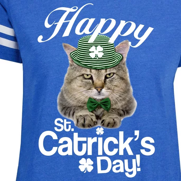 Happy St Catrick's Day Irish Cat Enza Ladies Jersey Football T-Shirt