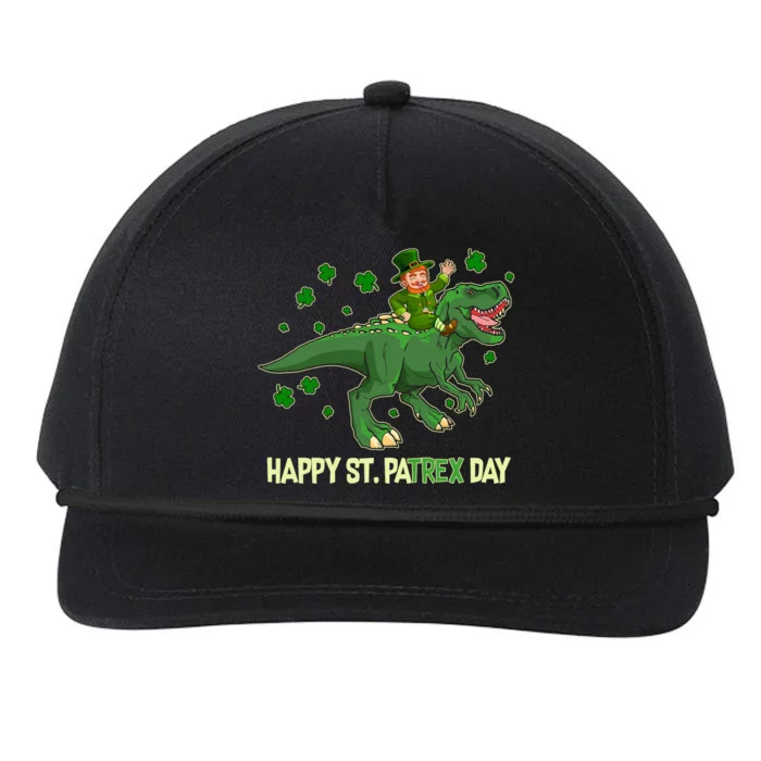 Happy St PaTREX Day Leprechaun Riding T-Rex Dinosaur Snapback Five-Panel Rope Hat