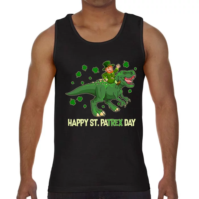 Happy St PaTREX Day Leprechaun Riding T-Rex Dinosaur Comfort Colors® Tank Top