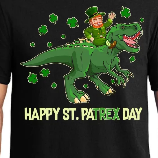 Happy St PaTREX Day Leprechaun Riding T-Rex Dinosaur Pajama Set