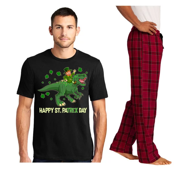 Happy St PaTREX Day Leprechaun Riding T-Rex Dinosaur Pajama Set