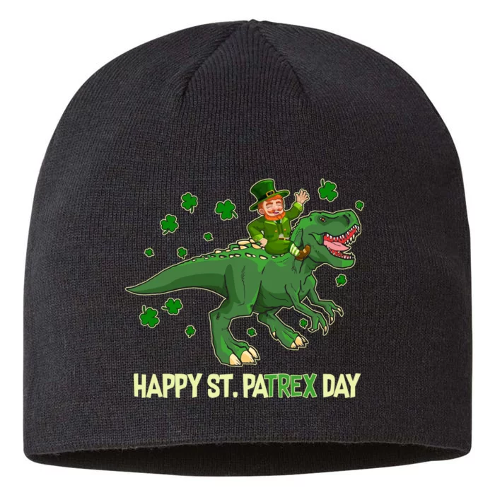 Happy St PaTREX Day Leprechaun Riding T-Rex Dinosaur 8 1/2in Sustainable Knit Beanie