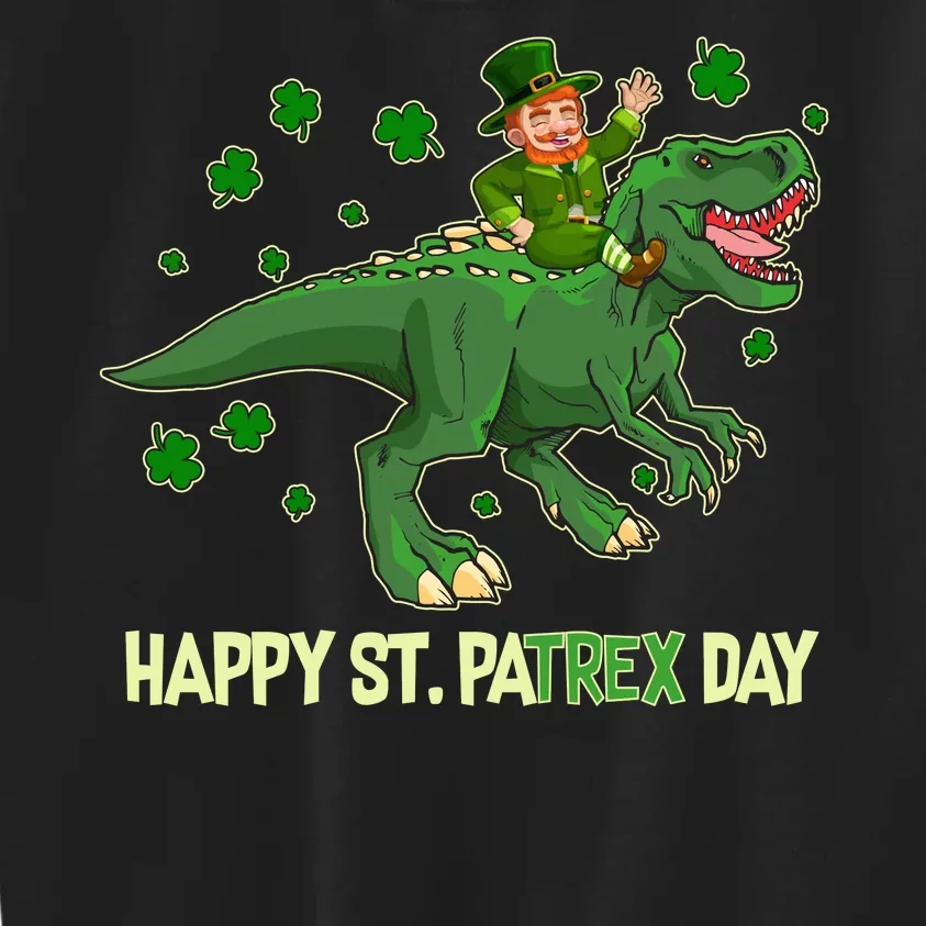 Happy St PaTREX Day Leprechaun Riding T-Rex Dinosaur Kids Sweatshirt