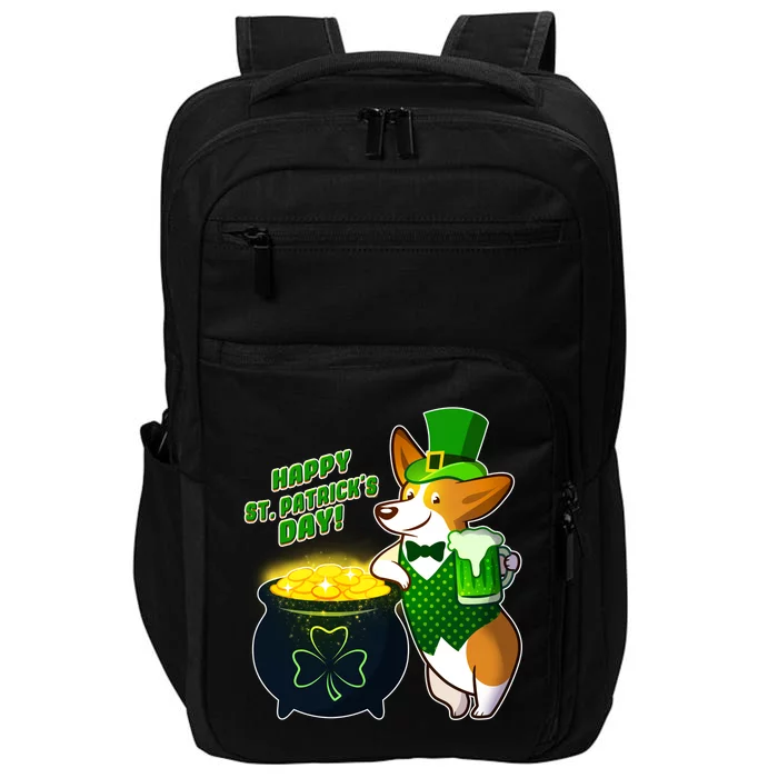 Happy St Patrick's Day Corgi Impact Tech Backpack