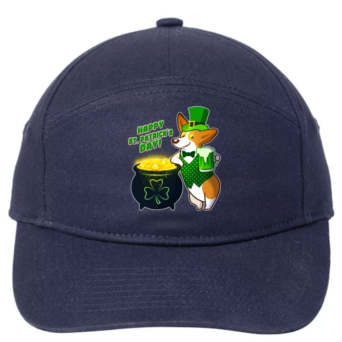 Happy St Patrick's Day Corgi 7-Panel Snapback Hat