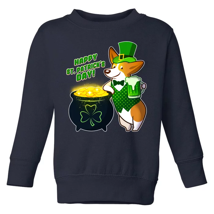 Happy St Patrick's Day Corgi Toddler Sweatshirt