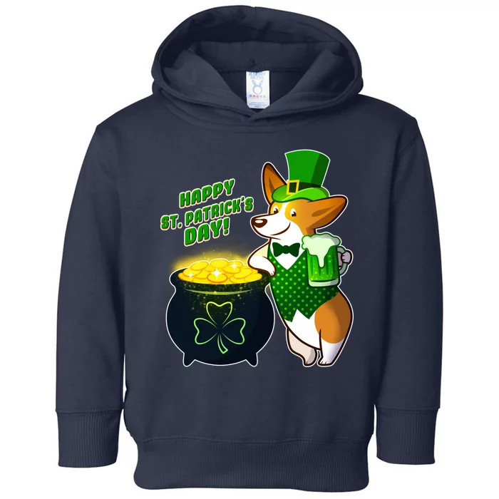 Happy St Patrick's Day Corgi Toddler Hoodie