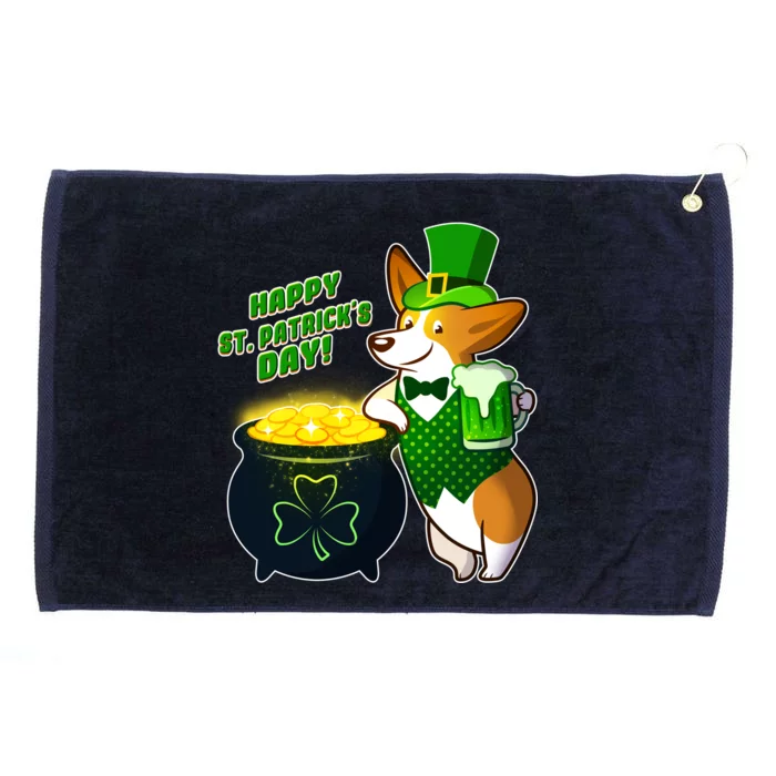 Happy St Patrick's Day Corgi Grommeted Golf Towel