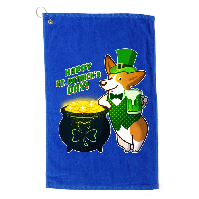 Happy St Patrick's Day Corgi Platinum Collection Golf Towel