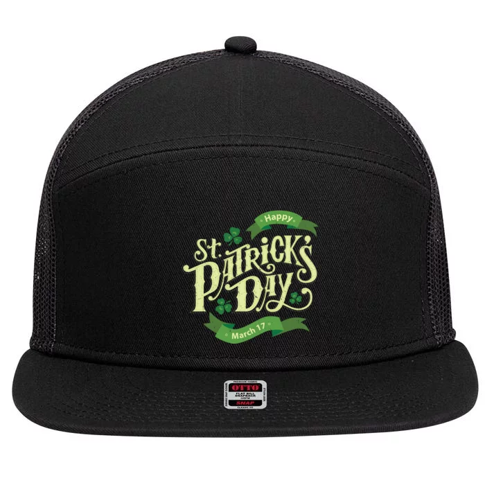 Happy St Patricks Day March 17 7 Panel Mesh Trucker Snapback Hat