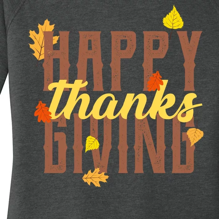 Happy Thanksgiving Women's Perfect Tri Tunic Long Sleeve Shirt