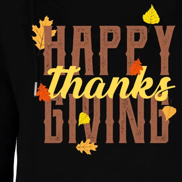 Happy Thanksgiving Womens Funnel Neck Pullover Hood