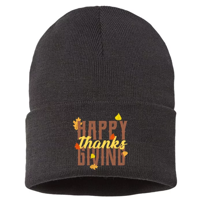 Happy Thanksgiving Sustainable Knit Beanie