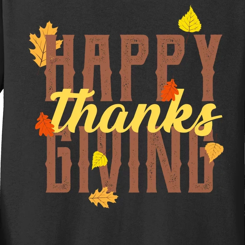 Happy Thanksgiving Kids Long Sleeve Shirt