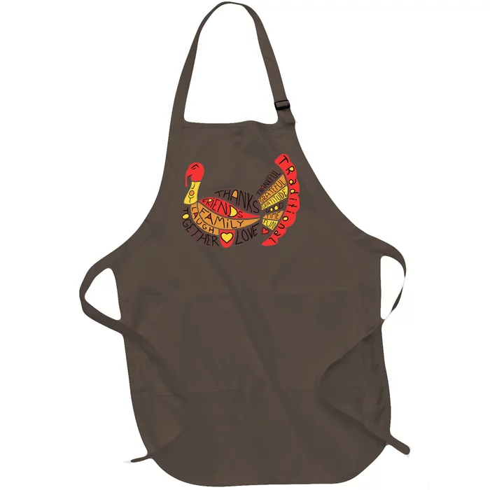 Happy Thanksgiving Day Turkey Full-Length Apron With Pocket