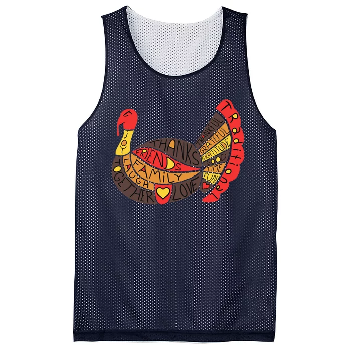 Happy Thanksgiving Day Turkey Mesh Reversible Basketball Jersey Tank