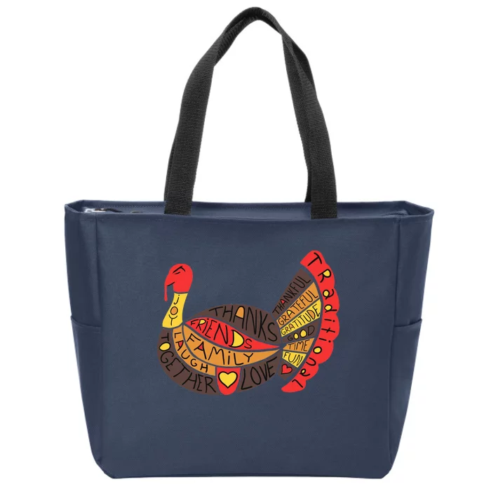 Happy Thanksgiving Day Turkey Zip Tote Bag