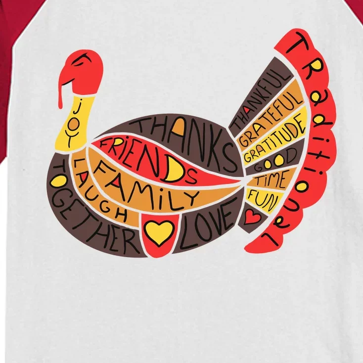 Happy Thanksgiving Day Turkey Kids Colorblock Raglan Jersey