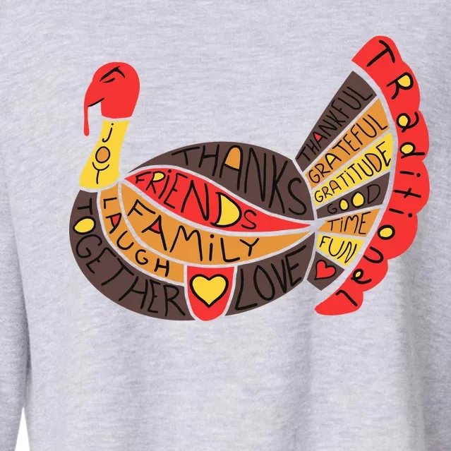 Happy Thanksgiving Day Turkey Cropped Pullover Crew