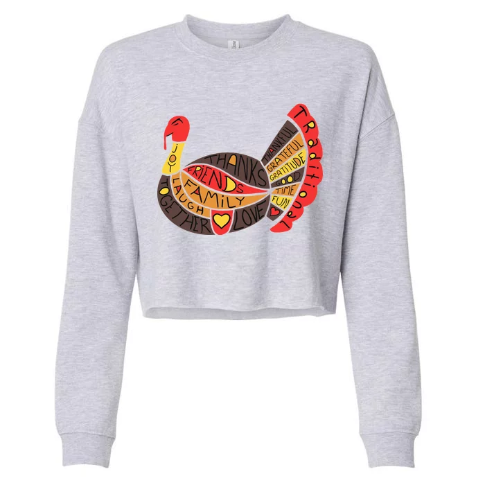 Happy Thanksgiving Day Turkey Cropped Pullover Crew