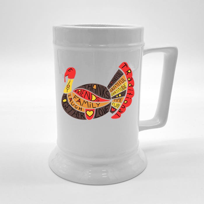 Happy Thanksgiving Day Turkey Front & Back Beer Stein