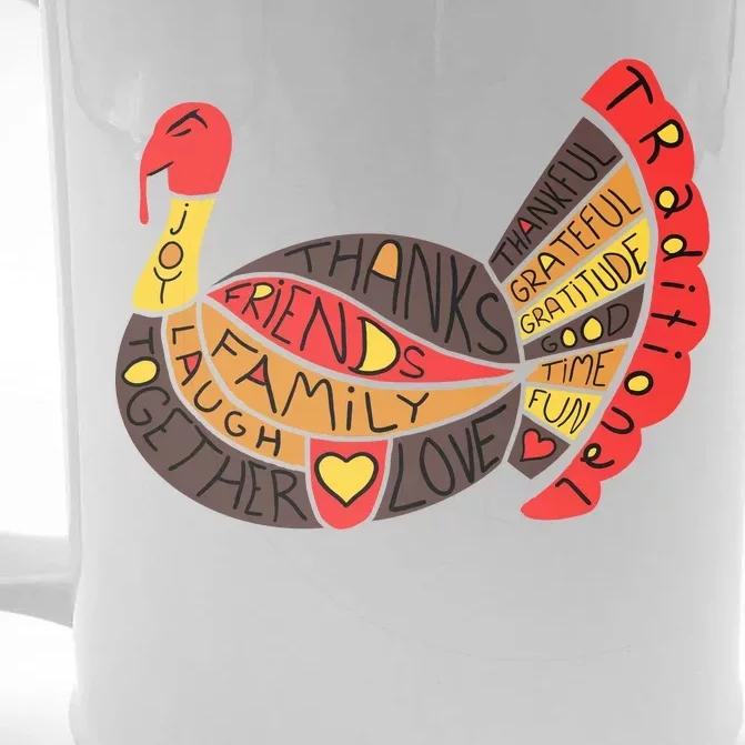 Happy Thanksgiving Day Turkey Front & Back Beer Stein