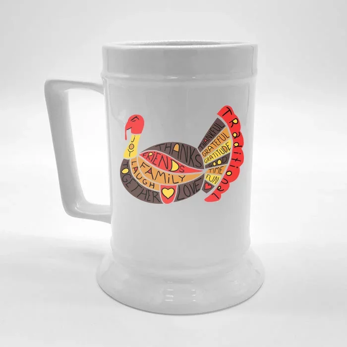 Happy Thanksgiving Day Turkey Front & Back Beer Stein