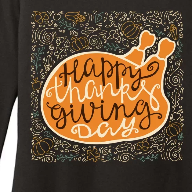 Happy Thanksgiving Day Turkey Pumpkin Logo Womens CVC Long Sleeve Shirt