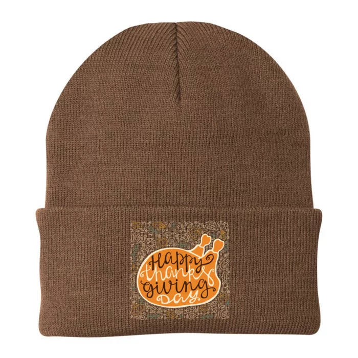 Happy Thanksgiving Day Turkey Pumpkin Logo Knit Cap Winter Beanie