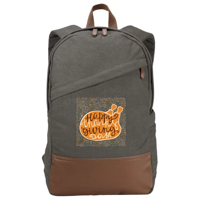 Happy Thanksgiving Day Turkey Pumpkin Logo Cotton Canvas Backpack