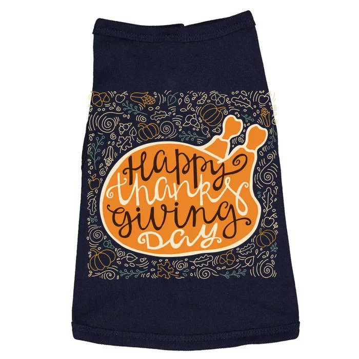 Happy Thanksgiving Day Turkey Pumpkin Logo Doggie Tank