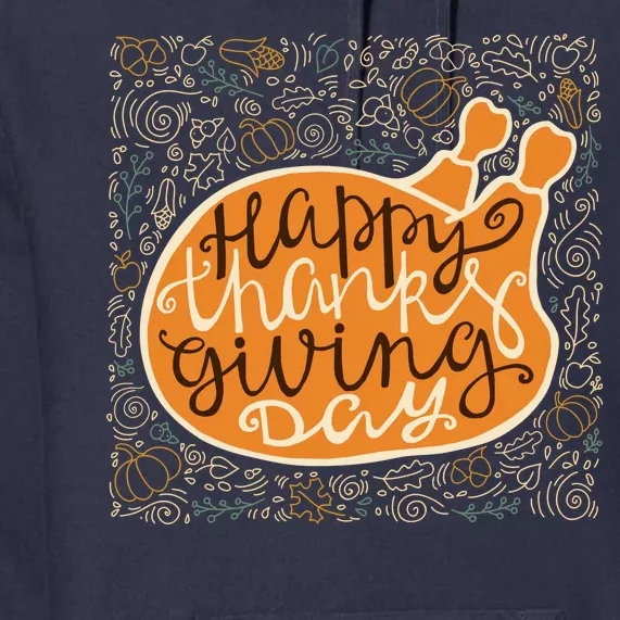 Happy Thanksgiving Day Turkey Pumpkin Logo Premium Hoodie