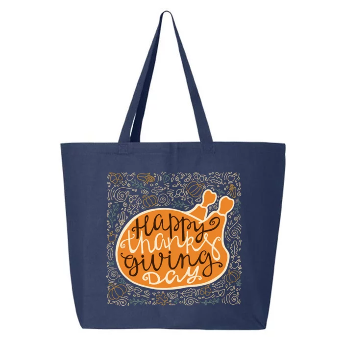 Happy Thanksgiving Day Turkey Pumpkin Logo 25L Jumbo Tote