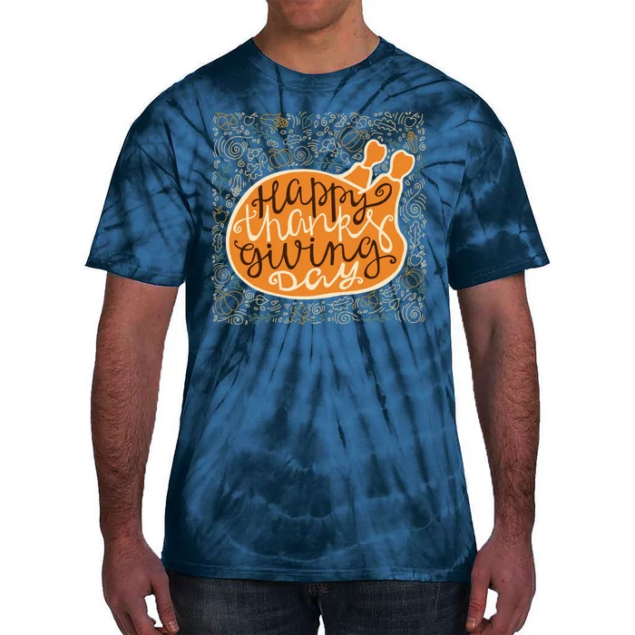 Happy Thanksgiving Day Turkey Pumpkin Logo Tie-Dye T-Shirt