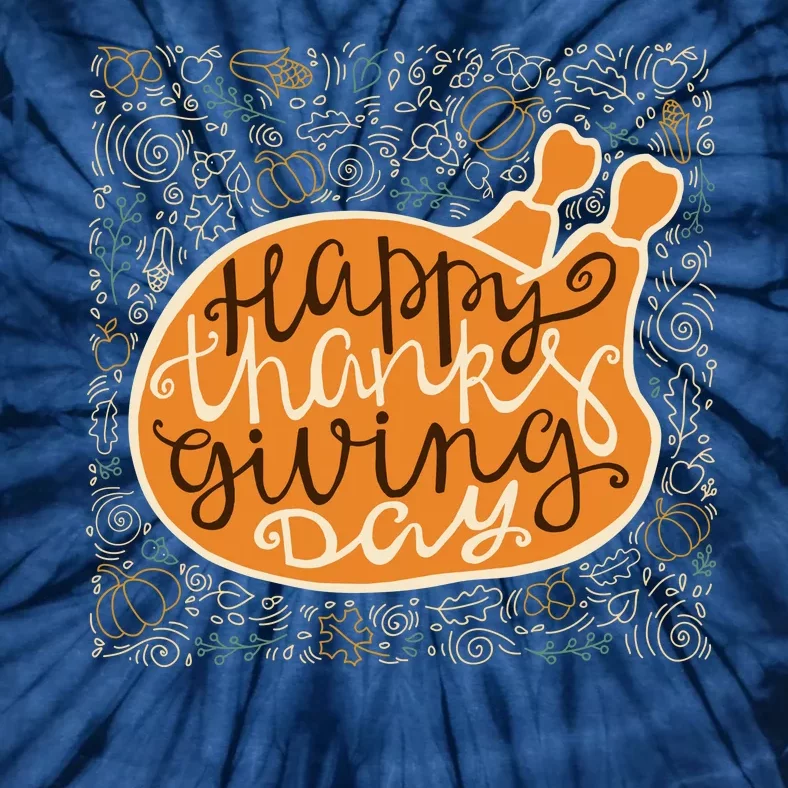 Happy Thanksgiving Day Turkey Pumpkin Logo Tie-Dye T-Shirt