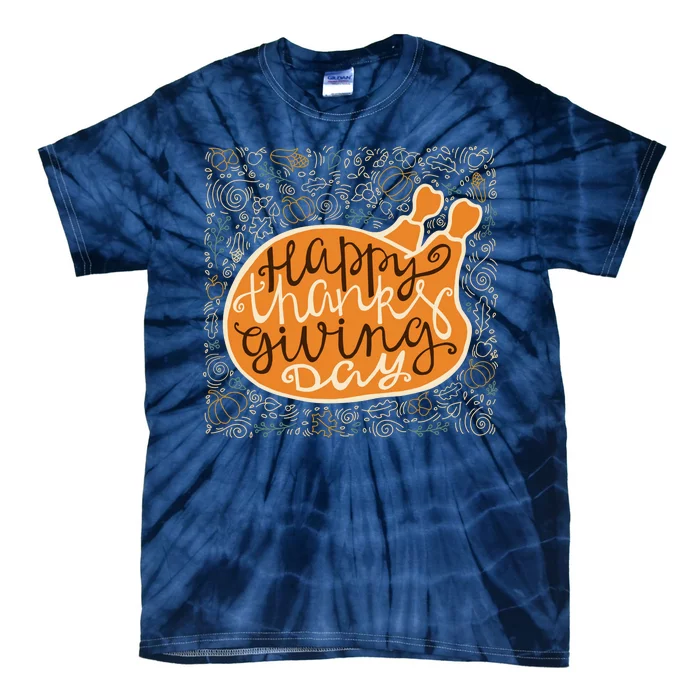 Happy Thanksgiving Day Turkey Pumpkin Logo Tie-Dye T-Shirt