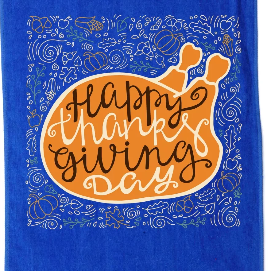 Happy Thanksgiving Day Turkey Pumpkin Logo Platinum Collection Golf Towel