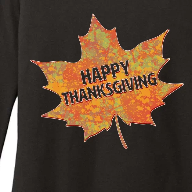 Happy Thanksgiving Fall Leaf Womens CVC Long Sleeve Shirt