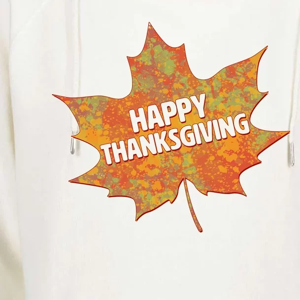 Happy Thanksgiving Fall Leaf Womens Funnel Neck Pullover Hood