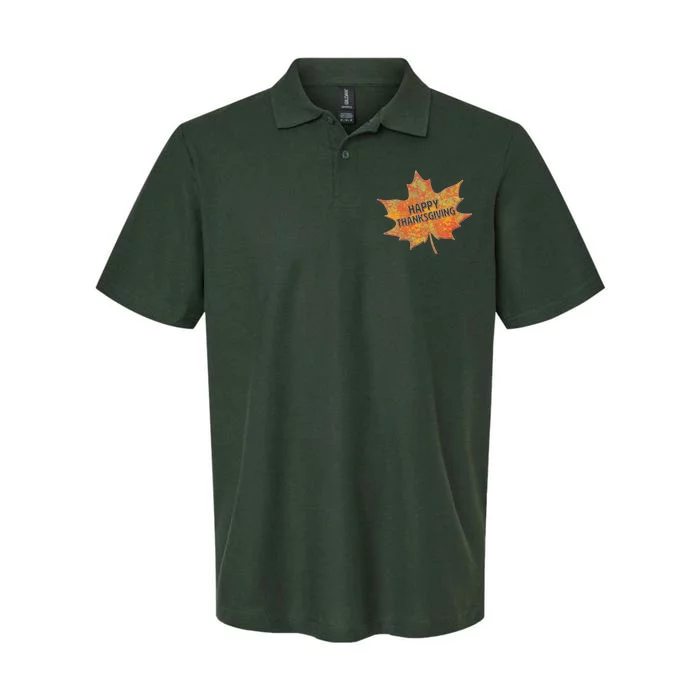 Happy Thanksgiving Fall Leaf Softstyle Adult Sport Polo