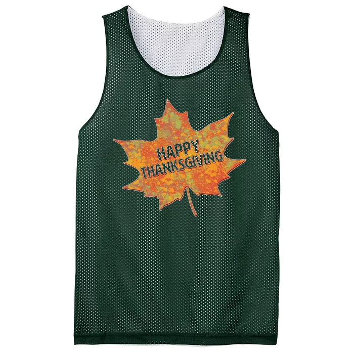 Happy Thanksgiving Fall Leaf Mesh Reversible Basketball Jersey Tank