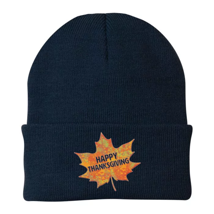 Happy Thanksgiving Fall Leaf Knit Cap Winter Beanie