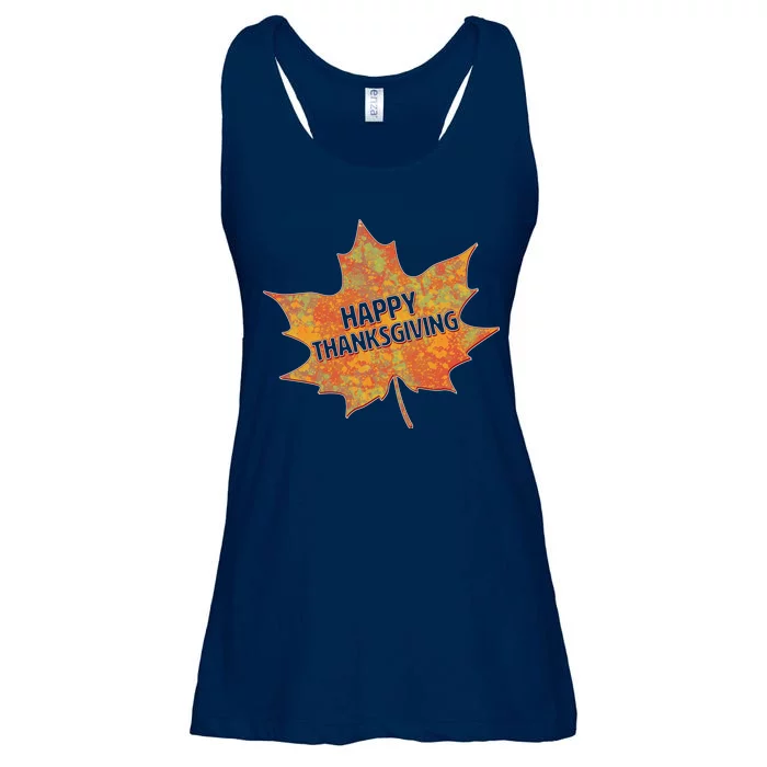 Happy Thanksgiving Fall Leaf Ladies Essential Flowy Tank