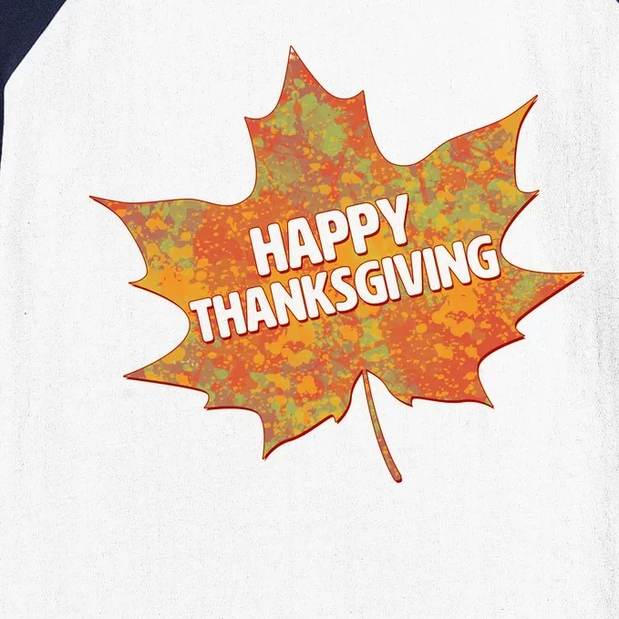 Happy Thanksgiving Fall Leaf Baseball Sleeve Shirt