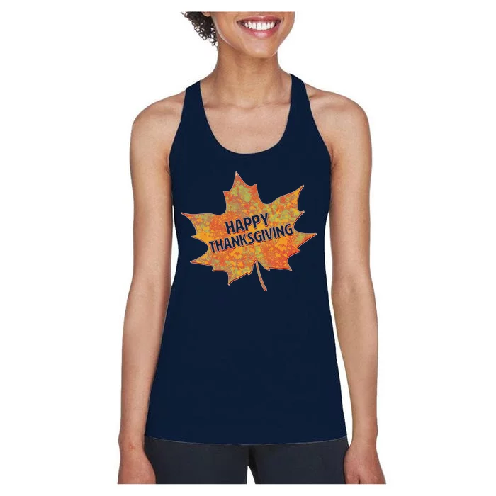 Happy Thanksgiving Fall Leaf Women's Racerback Tank