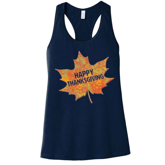 Happy Thanksgiving Fall Leaf Women's Racerback Tank